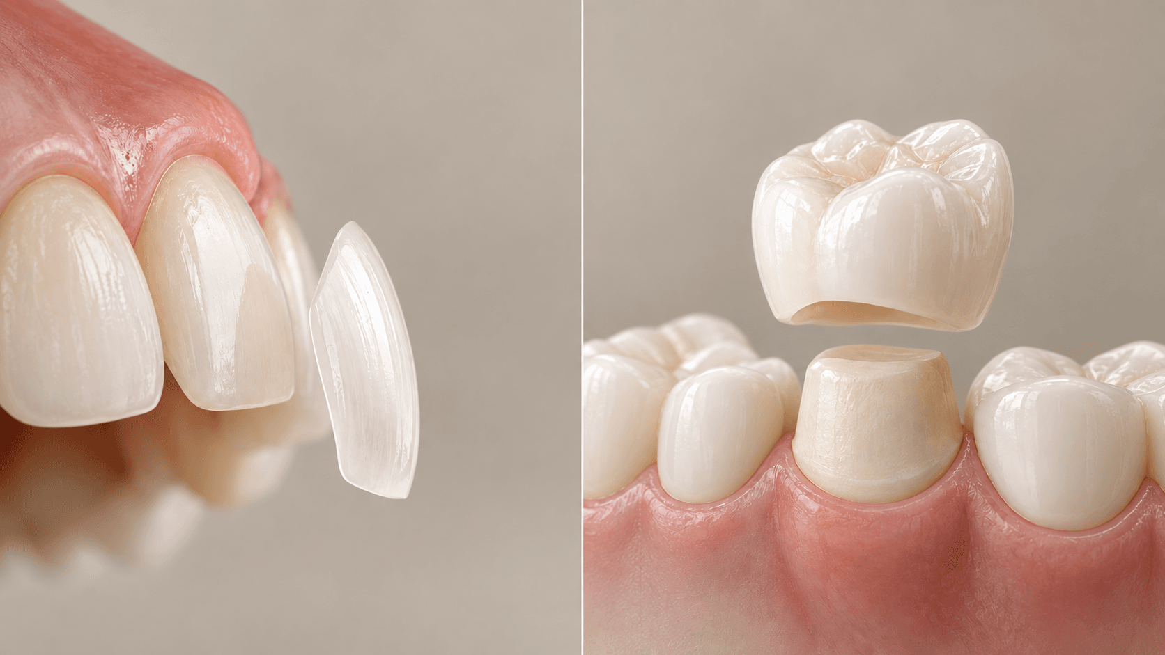 Comparison of dental veneers and crowns