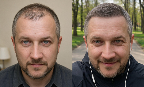 Temples and hairline density correction